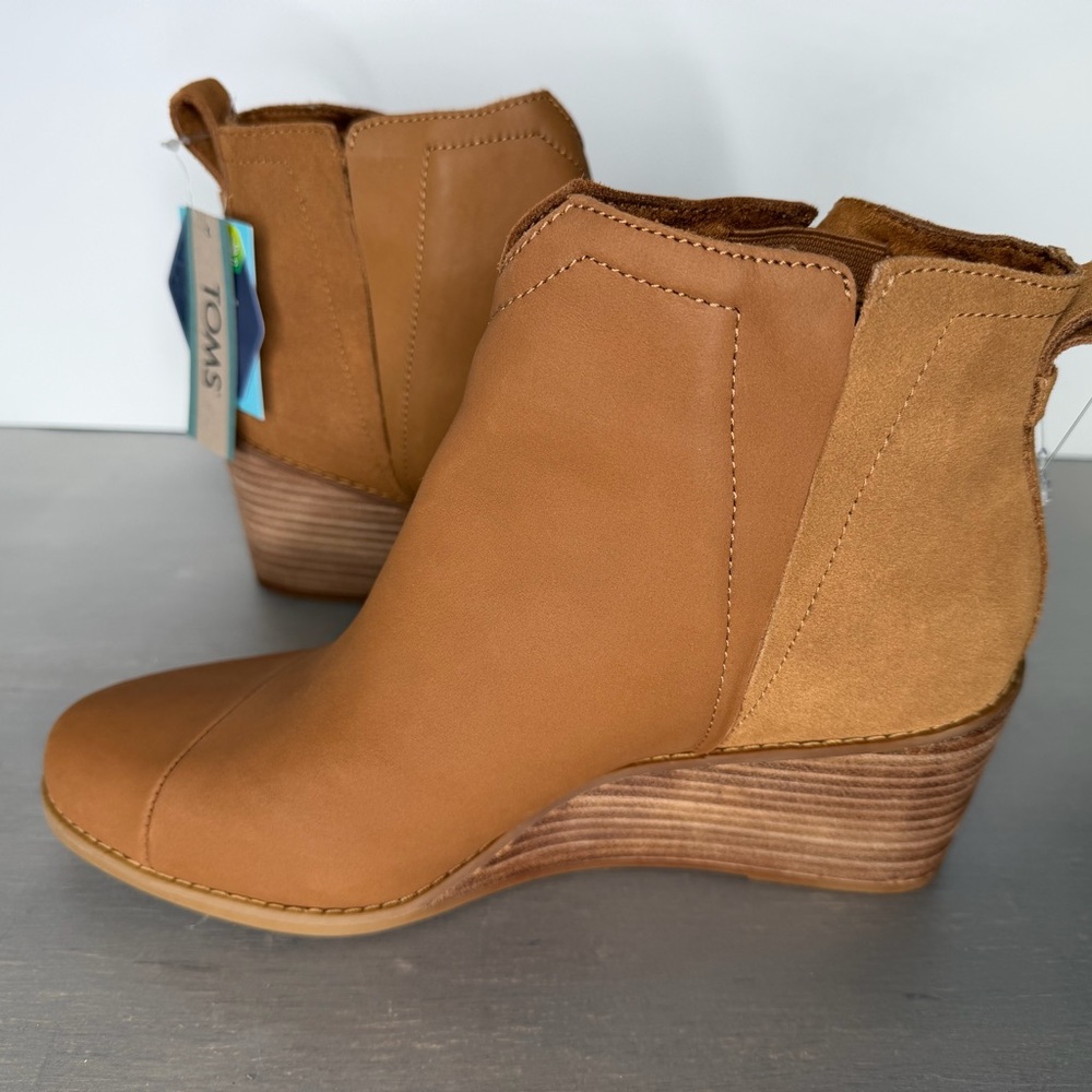 TOMS Kelsey Boots Womens Size 9 Tan Brown  Suede Wedge Ankle Booties NWT - Picture 7 of 11
